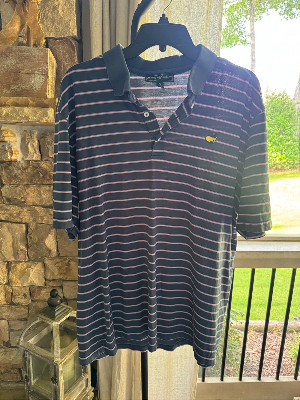 Masters Collection Golf Polo Shirt Blue Striped Pima Cotton Sports Mens XL